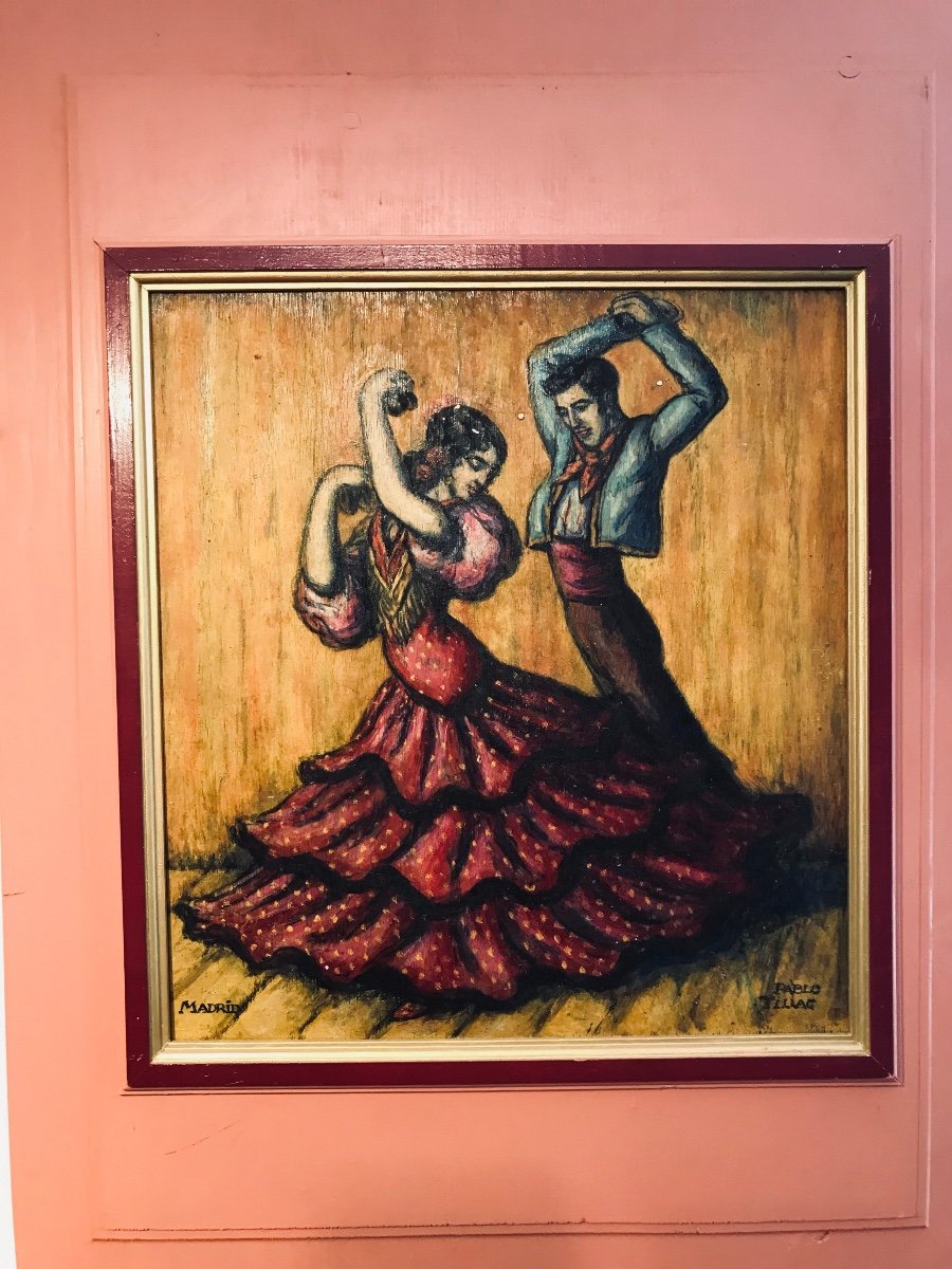 Hst Pablo Tillac Flamenco Madrid- Peintre Basque 1930-photo-2