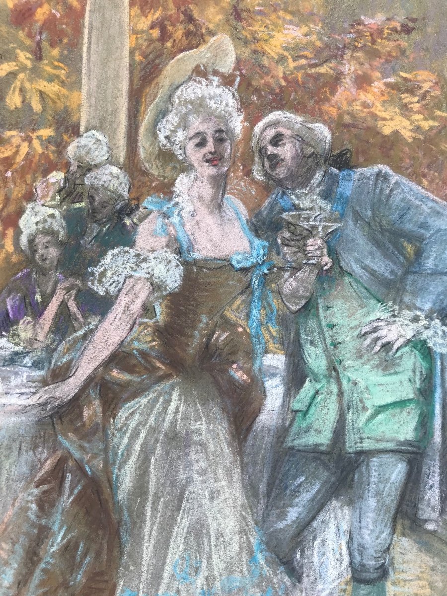 Elegant Pastels By Paco Perico Ribera (1867/1949) Famous In The Basque Country-photo-2