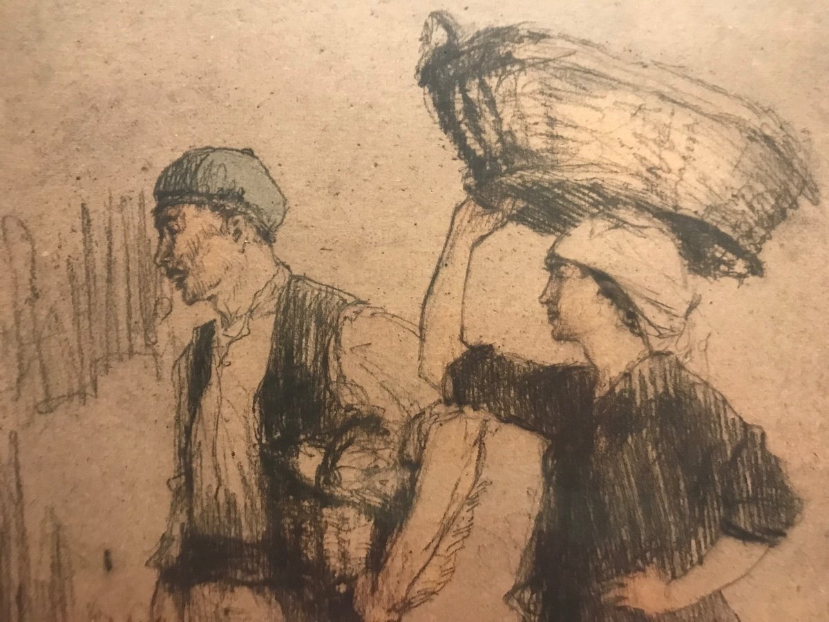 Engraving Peasants Basque Country Armand Coussens 1881/1935