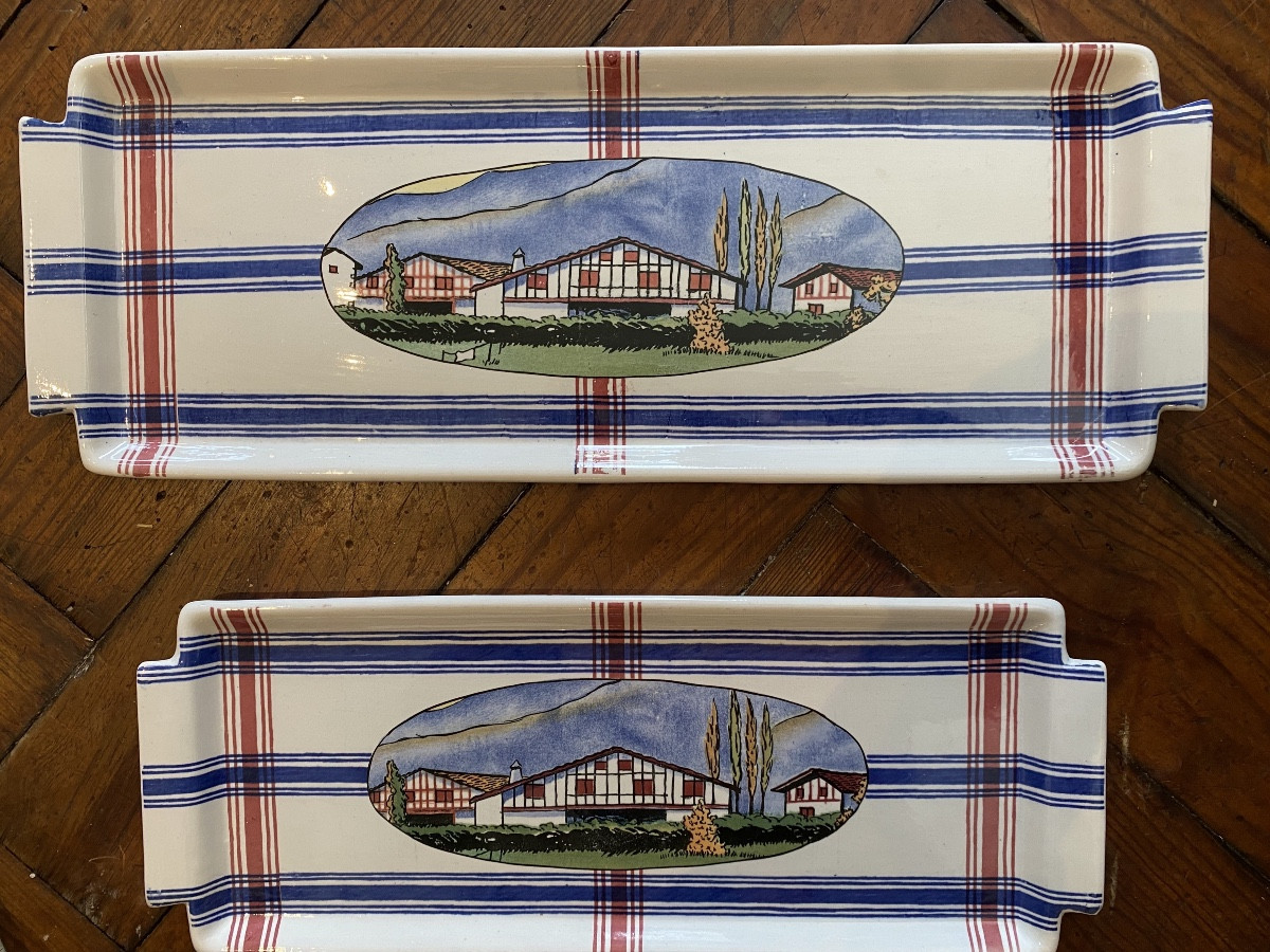 Sare Large Cake Dish 1930 Ramuntcho Service Jb Laffargue 43.5 Cm Basque Country Sarreguemines -photo-2