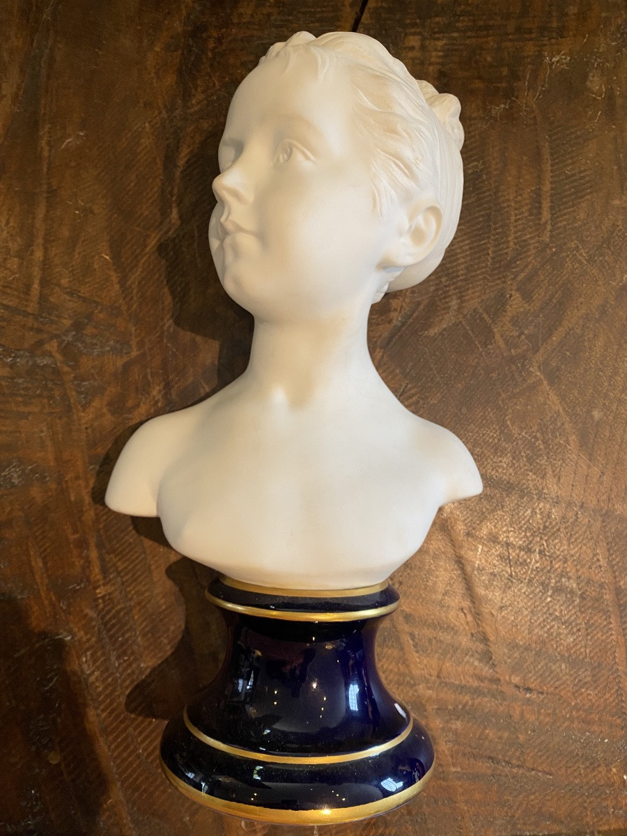 Tharaud Limoges Biscuit Bust, Profile Of A Woman, 20th Century-photo-2