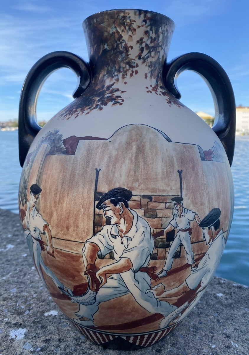Cantaron 38 Cm chistera Pelote basque Poterie de Ciboure RF Le Coronne Danseurs fandango 