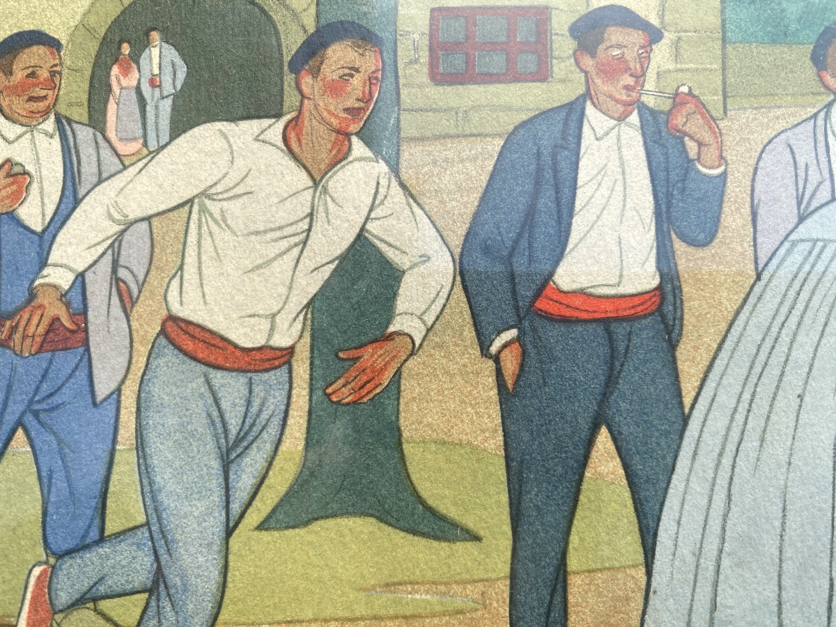 Lithograph Basque Country José Arrue (brother Of Ramiro Arrue), 1920/30 Laborde Arte Tolosa -photo-2