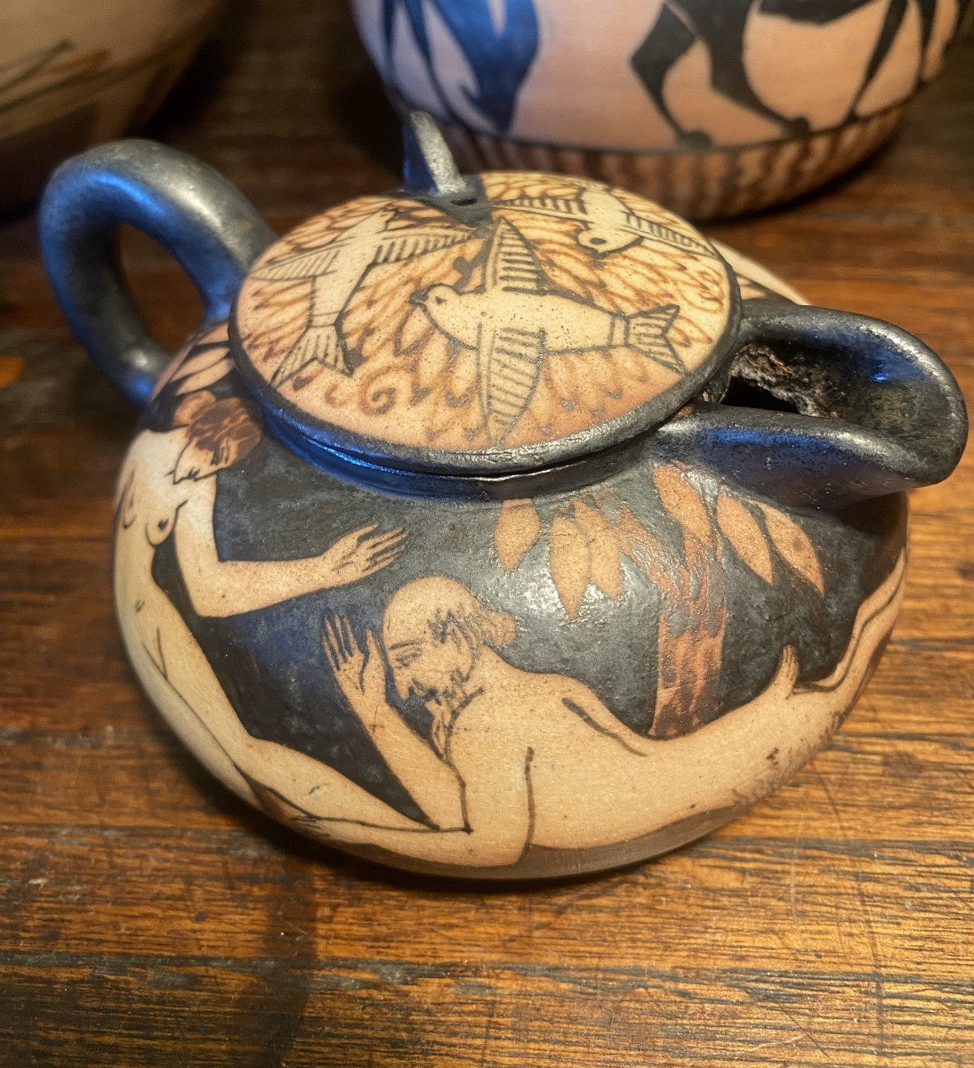 Neo Greek Ciboure Pottery Ve Vilotte Art Deco Satyr Creamer Basque Country 1920/25