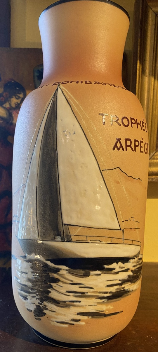 Vase Poterie de Ciboure Trophée Arpege Larraldenia Cup 1991 Yacht Club Basque Angelu Donosti