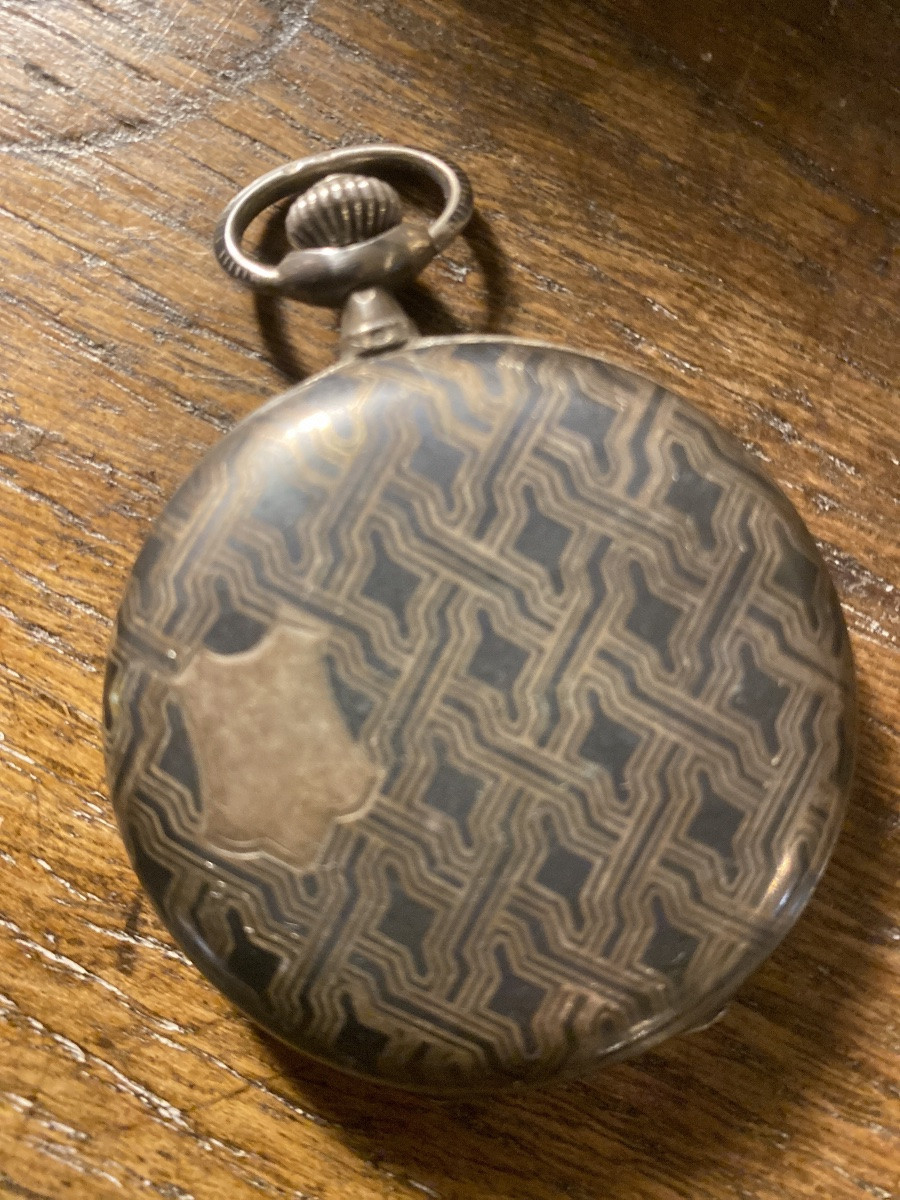 Puiforcat Pocket Watch Late 19th Early 20th Century Guilloche Art Nouveau Works-photo-2