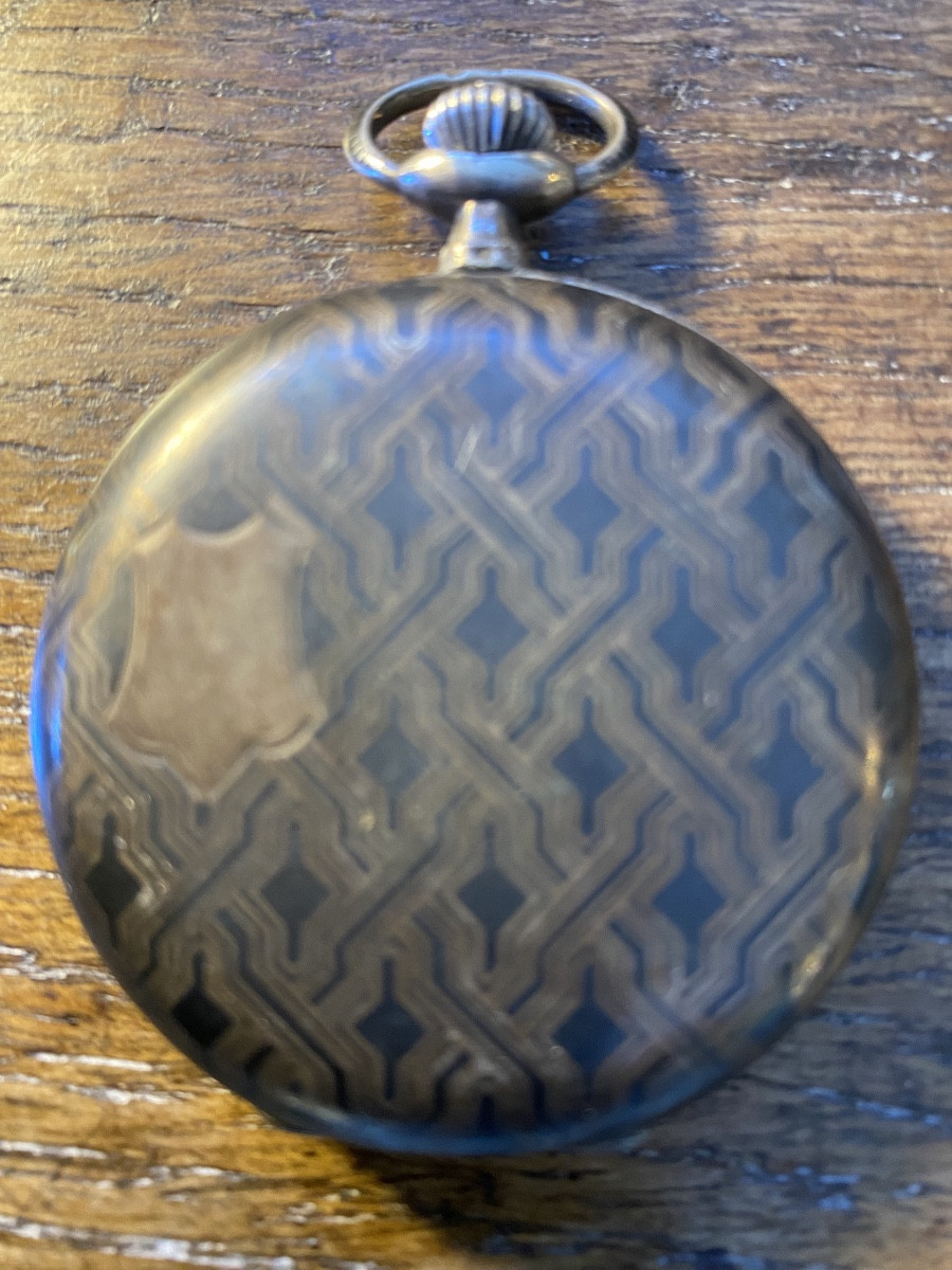 Puiforcat Pocket Watch Late 19th Early 20th Century Guilloche Art Nouveau Works-photo-1