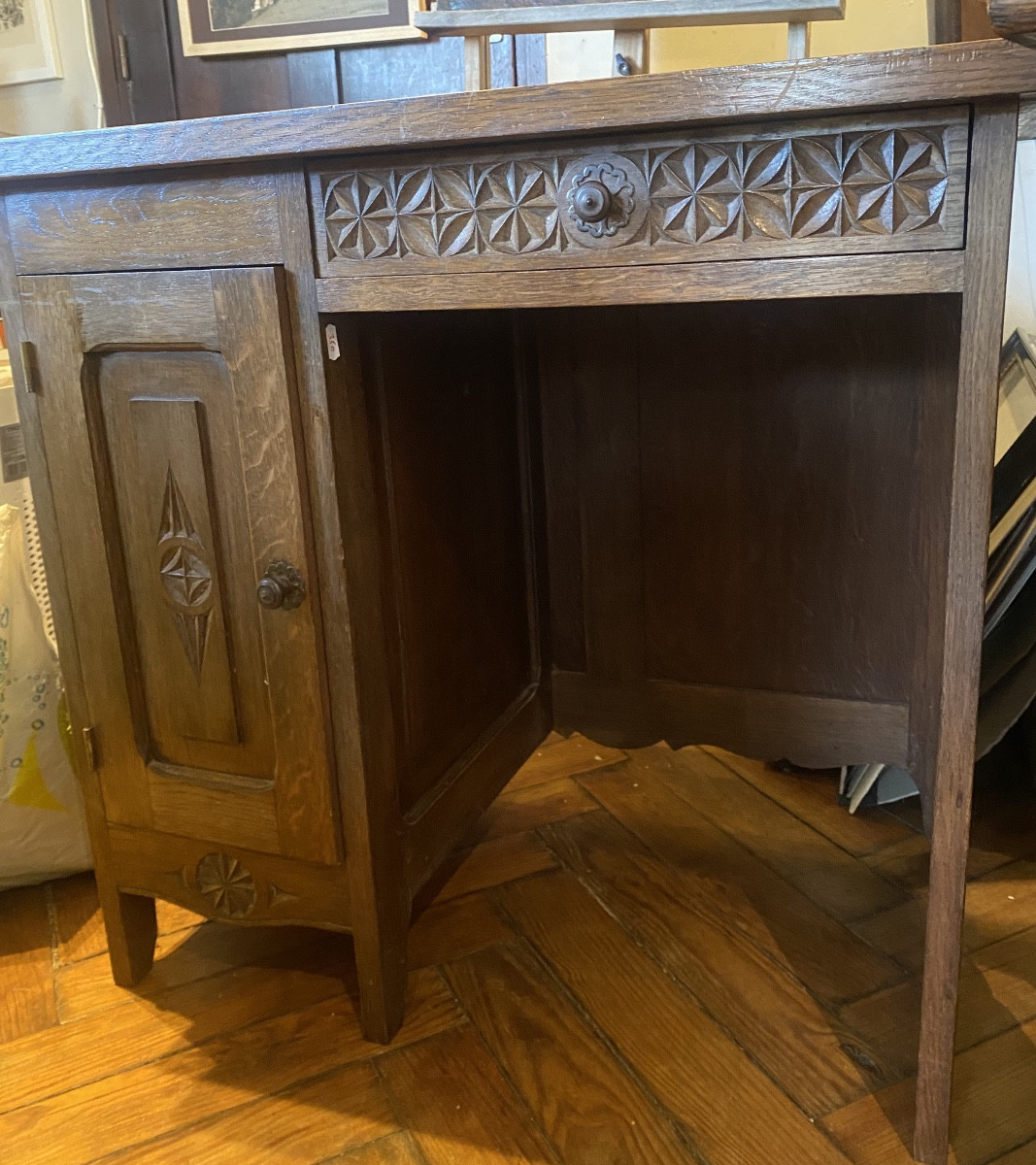 Small Desk, 1930s, Basque Country, Cabinetmaker, St. Jean De Luz, Ciboure