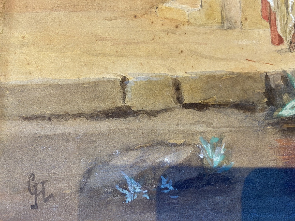 orientaliste gouache Maroc Algérie 1920/30 XXe attribuée Henri Godbarge peintre basque -photo-3