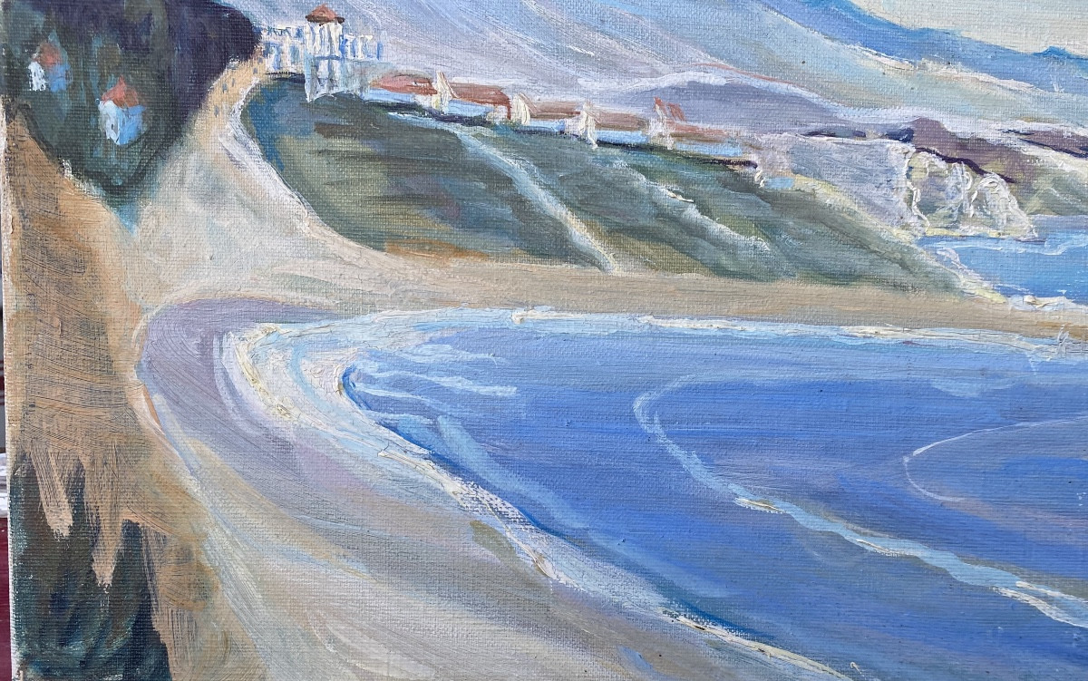 Oil On Canvas 3 Crowns Hiruak Basque Country Biriatou Urrugne Pyrenees Basque Coast-photo-1