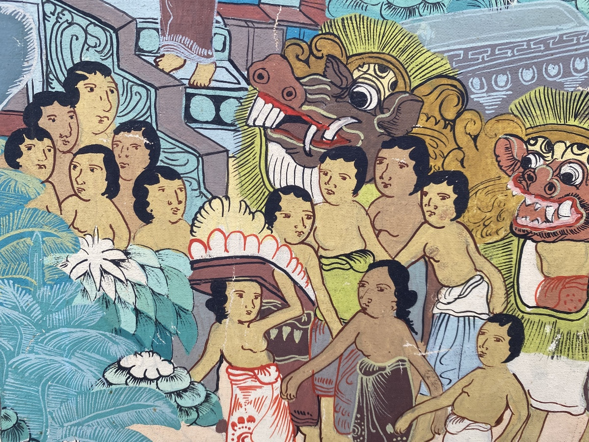 gouache ancienne asiatique indonésienne Asie orientalisme -photo-2