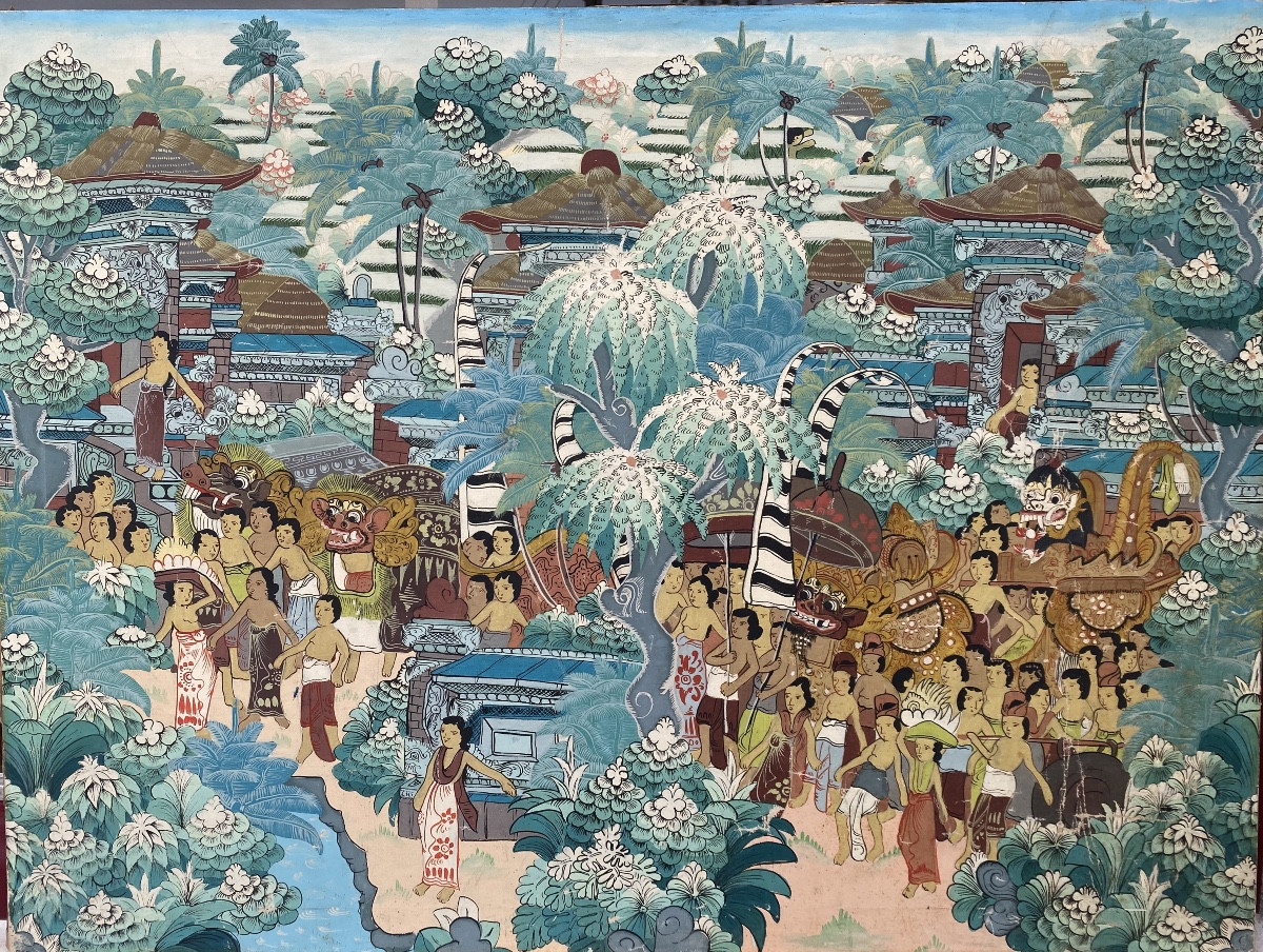 gouache ancienne asiatique indonésienne Asie orientalisme 