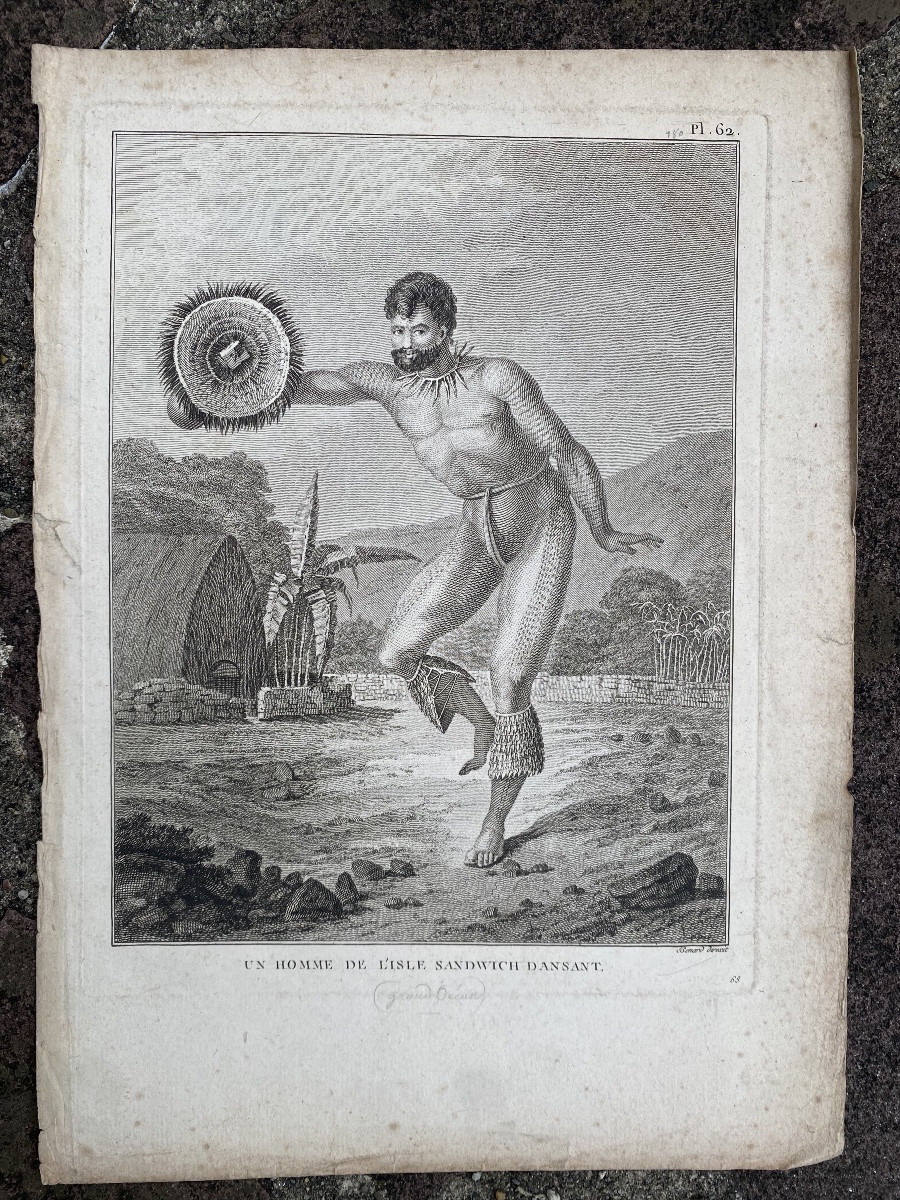 Engraving By Benard, 1785, From The Book "james Cook's 3rd Voyage," Depicting A Man From The Isle Of Lille, Sandwich Dancing. -photo-3
