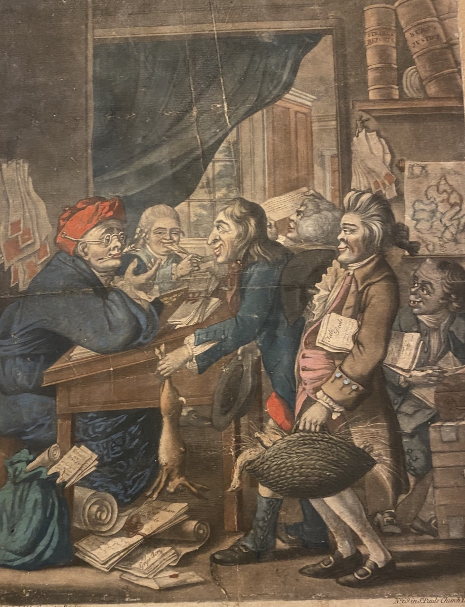 gravure XVIIIe Carington Bowles, N°69 1770–1785Londres a country attorney avocat de la campagne-photo-1