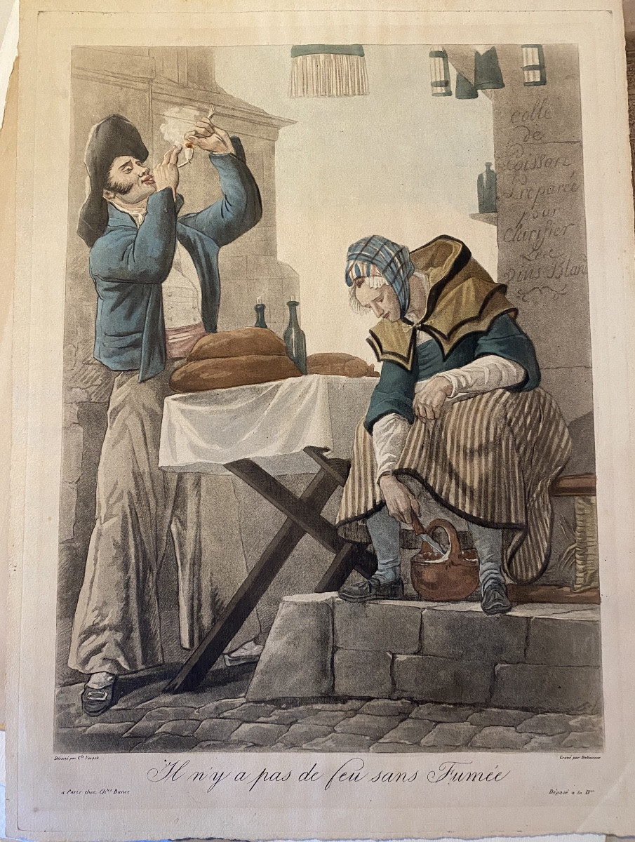 Early 19th-century Engraving By Dubeaucourt/vernet, 'there's No Smoke Without Fire' /bance