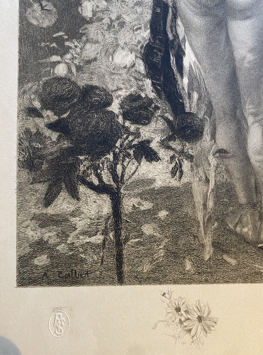 gravure art nouveau art deco XXe Antoine Calbet nu erotica sceau gaufré -photo-2