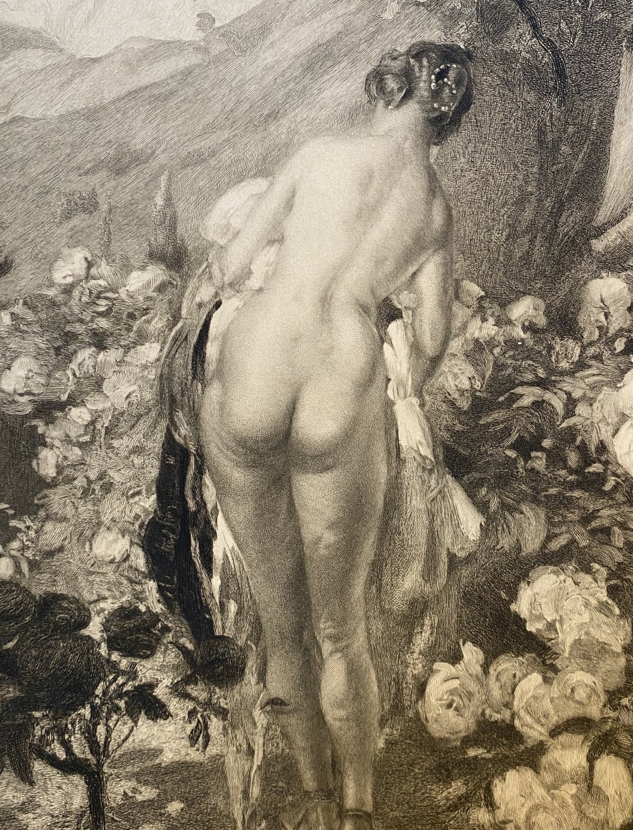 gravure art nouveau art deco XXe Antoine Calbet nu erotica sceau gaufré -photo-1