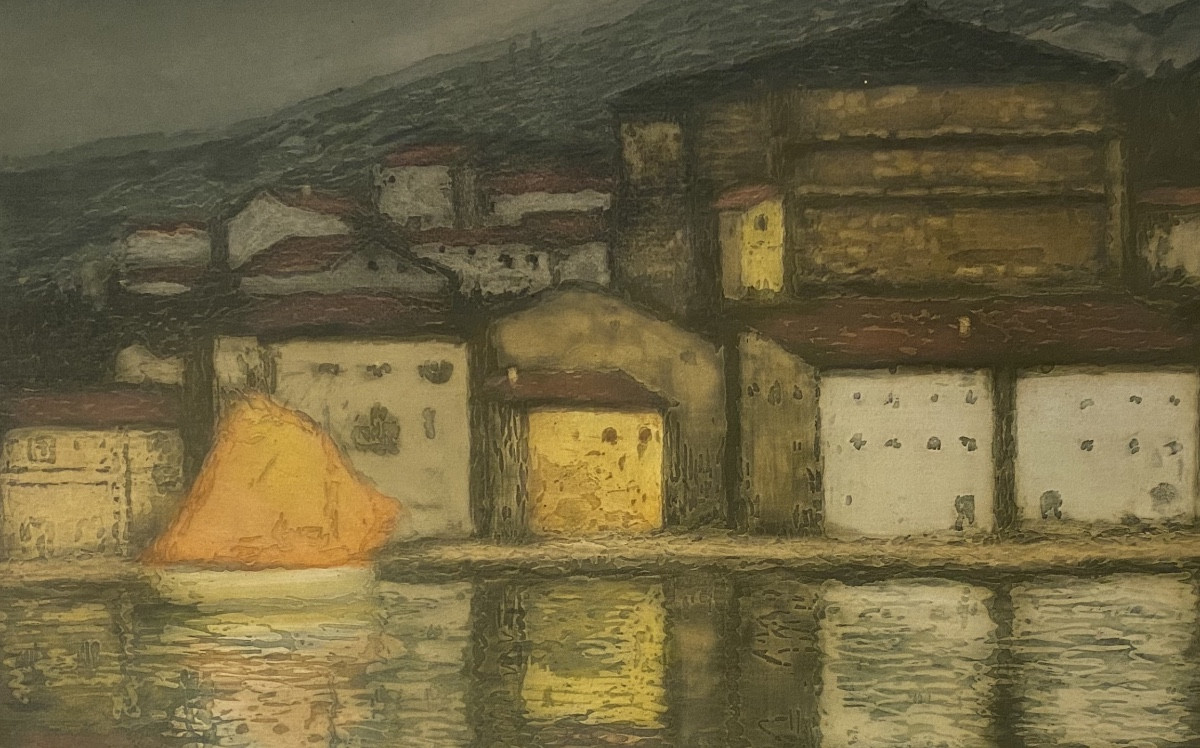 Gravure Pierre Labrouche peintre de Ciboure Pays Basque "village espagnol" hego euskal herria -photo-1