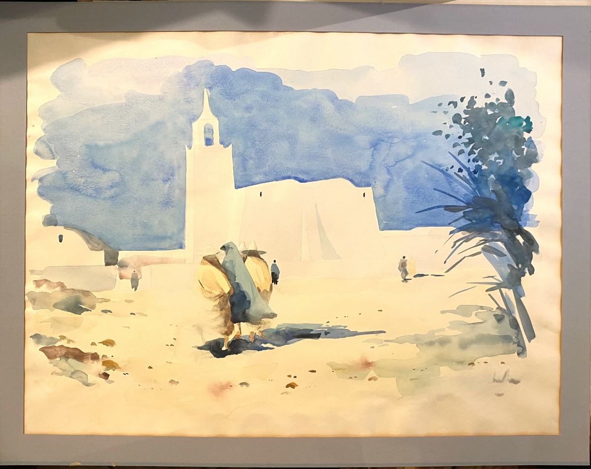Orientalist Gouache, Morocco, Canary Islands, Balearic Islands, 1960s/70s, Orientalism 