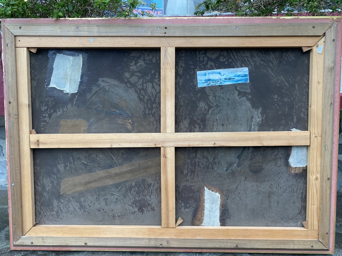 HST XIXe Entrée dans le port de Bologne copie ancienne Eugene Isabey cadre ancien-photo-1