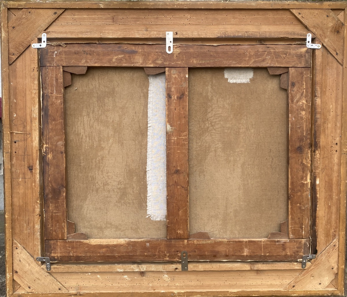 Hst Paris 19th Century Pont Neuf Framed Antique Frame The Seine Small Trades Henri IV -photo-2