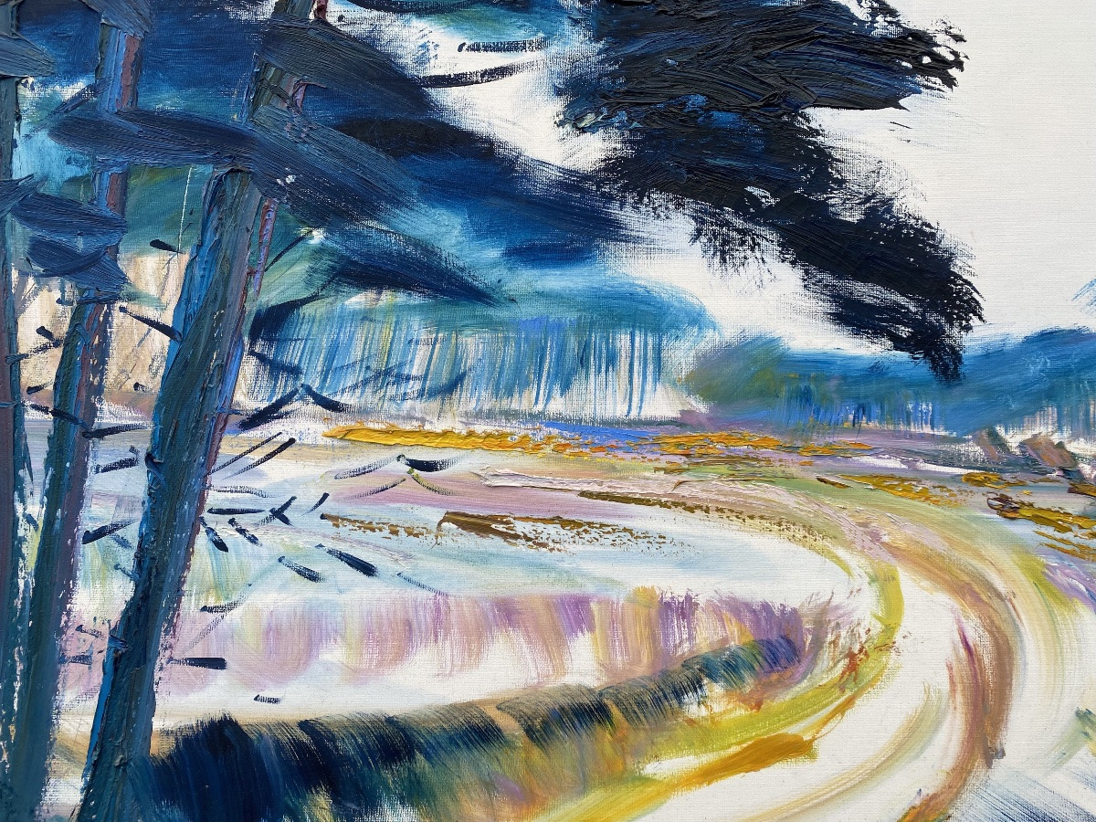 Acrylic On Canvas, Landes Painter Michel Craven, Landes Pines -photo-2