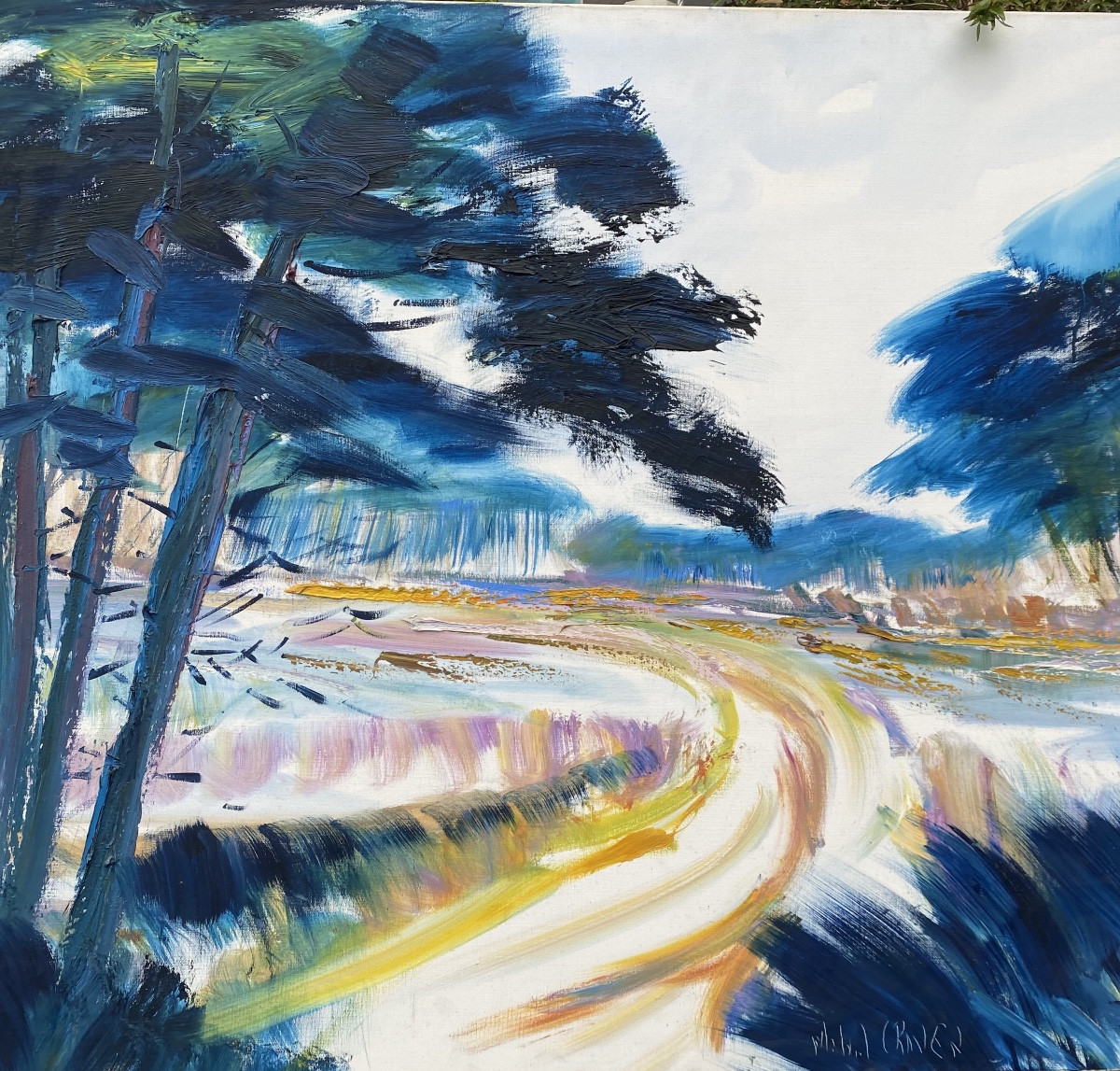 Acrylic On Canvas, Landes Painter Michel Craven, Landes Pines -photo-1