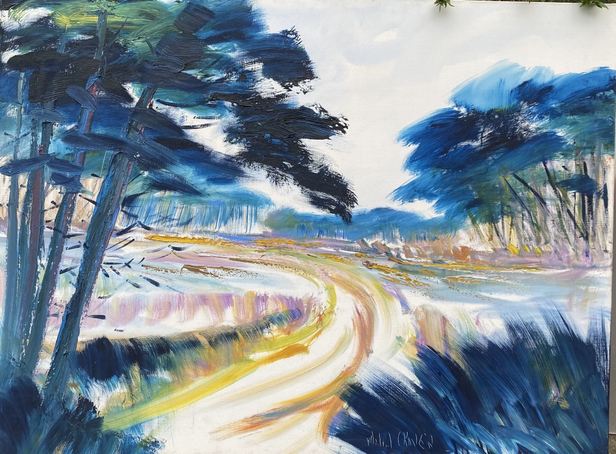 Acrylic On Canvas, Landes Painter Michel Craven, Landes Pines 
