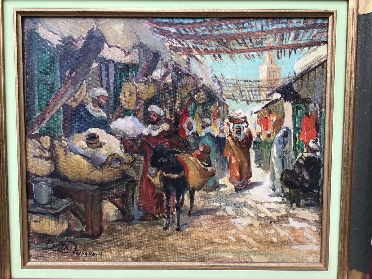 Hst Souk De Marrakech Paul Neri (1910/1965) Moroccan Orientalist-photo-3