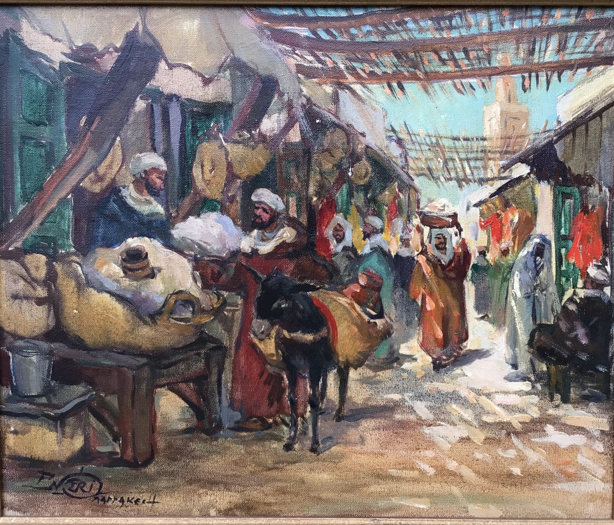 Hst Souk De Marrakech Paul Neri (1910/1965) Moroccan Orientalist-photo-1