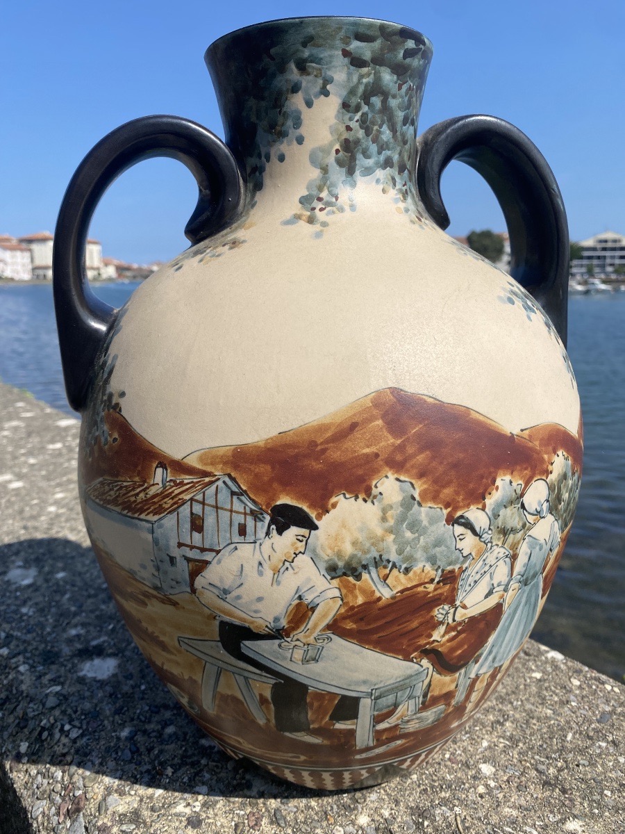 Basque Country St. John's Wort, Ciboure Pottery, Rf Carmen Fischer Sandal Maker, 38 Cm, Euskal Herria-photo-2