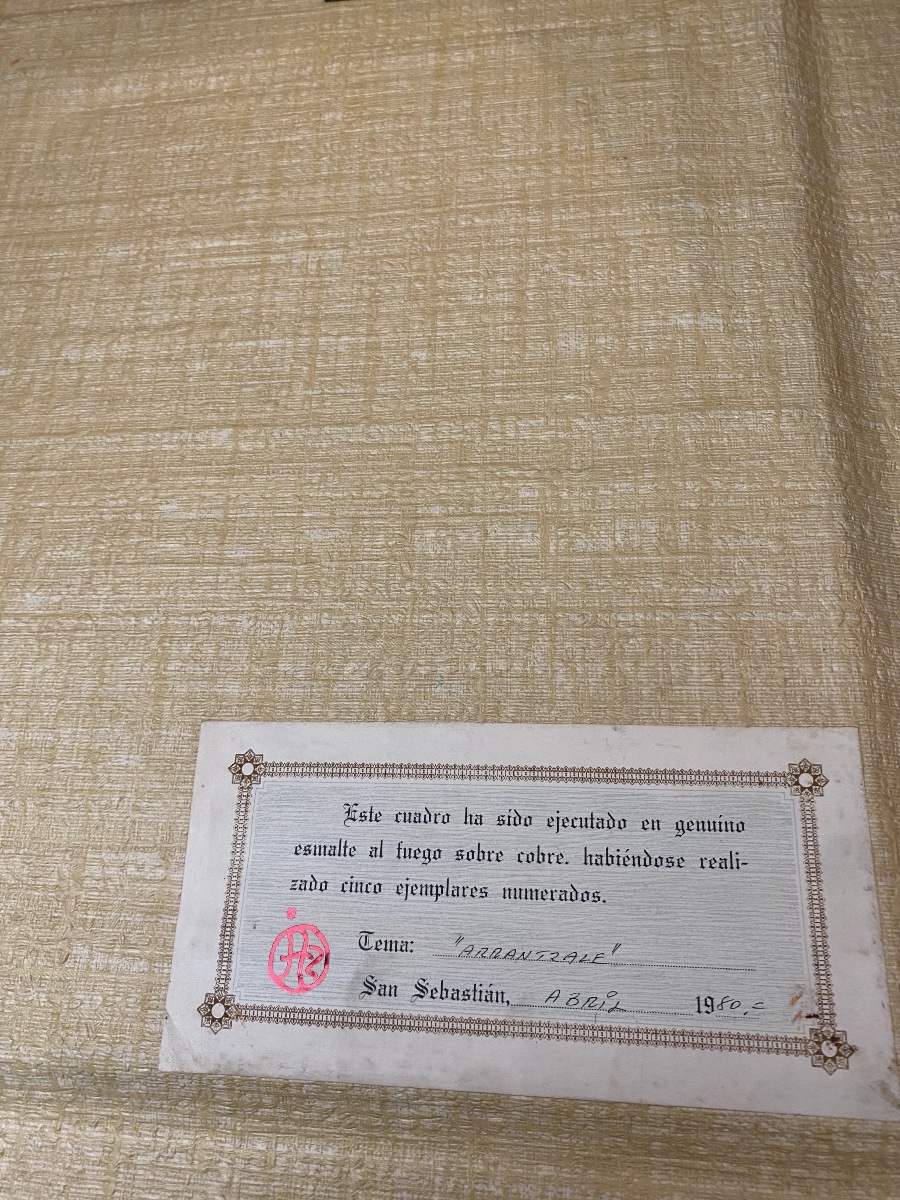 plaque émaillée arrantzaleak pêcheur basque peintre pays basque J Alava né en 1918 Guipuzkoa-photo-3