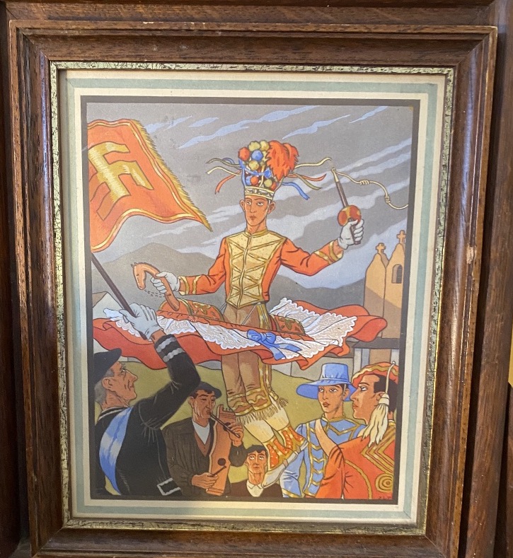 Zalmazain Stencil Lithograph: "mascarade In Soule, Basque Country" By Jacques Le Tanneur XIberua-photo-2