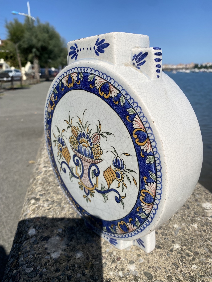 18th-century Blue-and-white Rouen Earthenware Vase, Decorated On Both Sides-photo-4