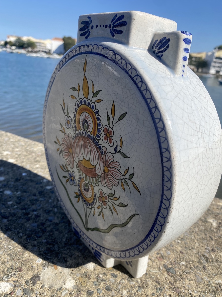 18th-century Blue-and-white Rouen Earthenware Vase, Decorated On Both Sides-photo-1