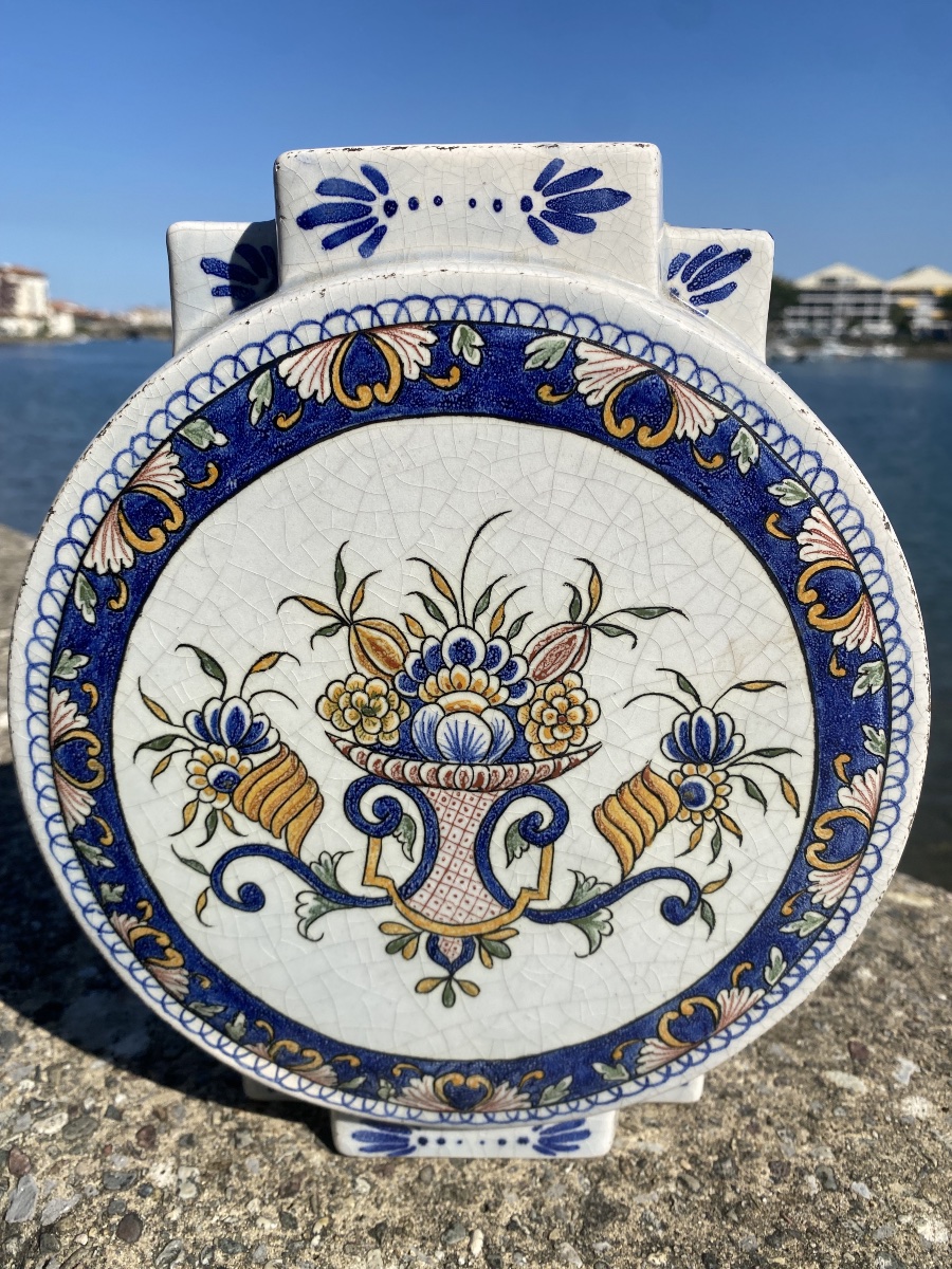 18th-century Blue-and-white Rouen Earthenware Vase, Decorated On Both Sides