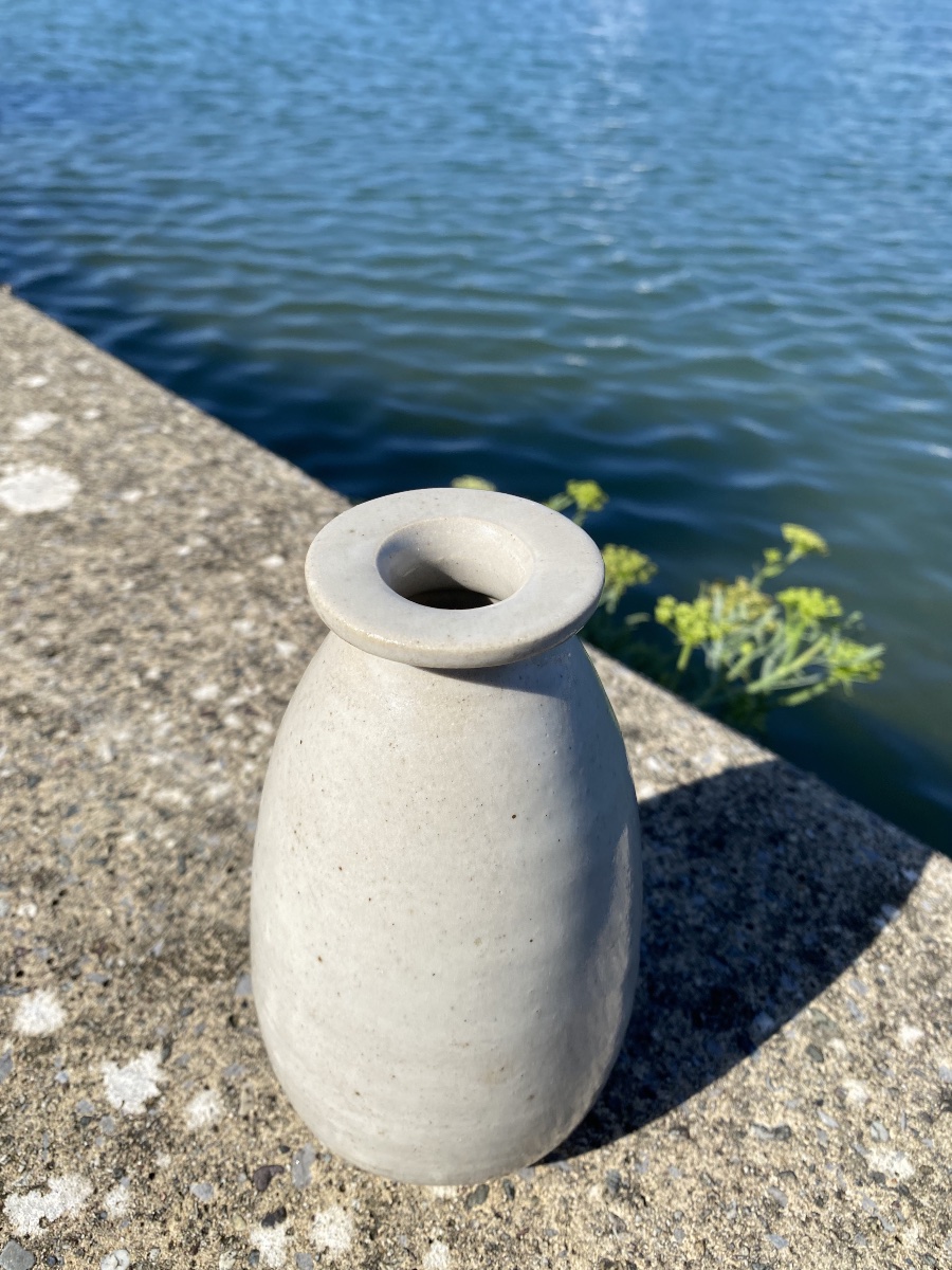 vase blanc crème poterie de Ciboure VE Vilotte émaillé 1930/40 pays basque-photo-2