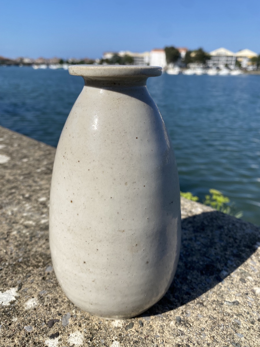 vase blanc crème poterie de Ciboure VE Vilotte émaillé 1930/40 pays basque