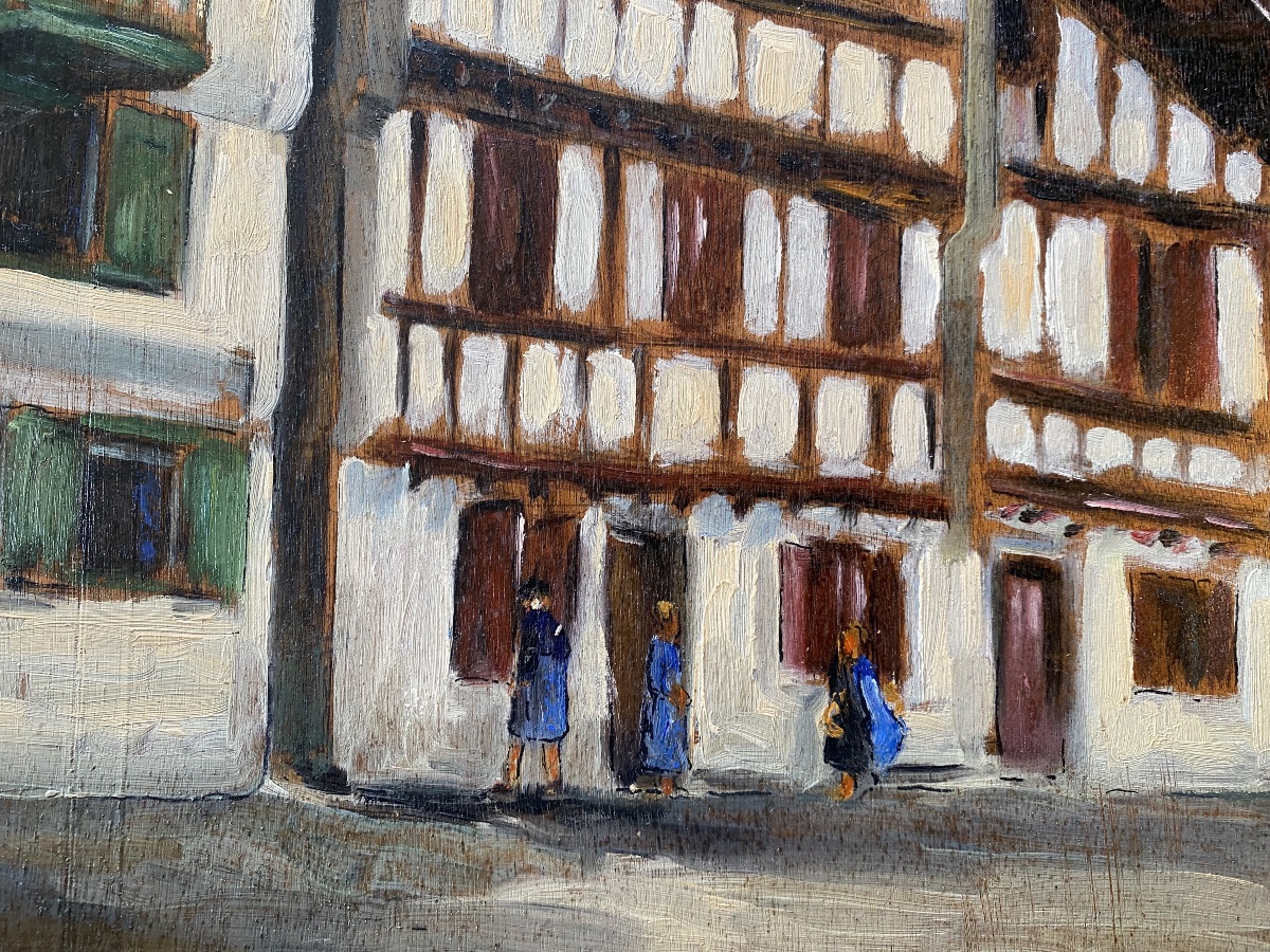 Basque Country, Ustaritz, 1937, Oil On Panel, G. De Ventury, Lapurdi, Labourd, Euskal Herria-photo-3