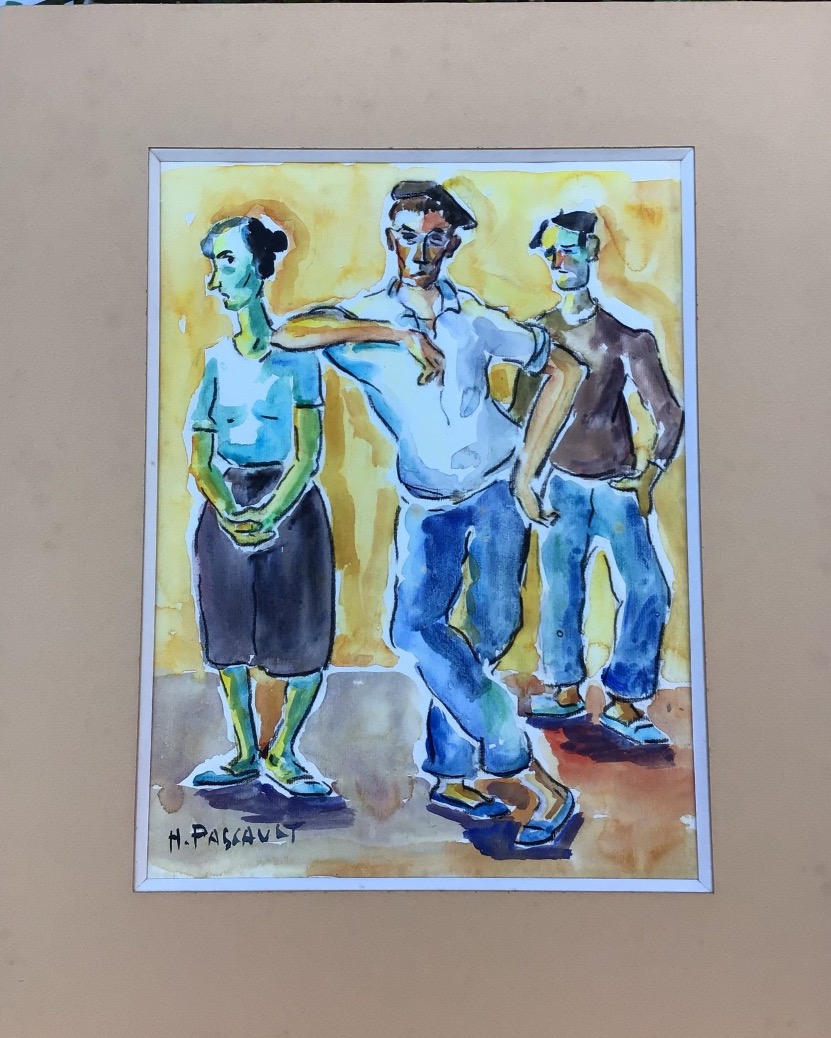 Gouache By Henri Pascault, A Painter From Ciboure: Basque Sailors In Saint-jean-de-luz, Basque Country-photo-2