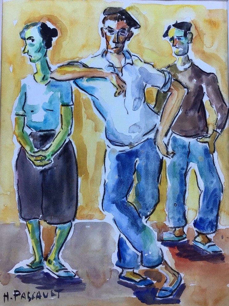 Gouache By Henri Pascault, A Painter From Ciboure: Basque Sailors In Saint-jean-de-luz, Basque Country-photo-3