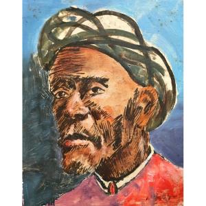 Orientalisme Maroc Portrait Huile Sur bois Peintre Basque St Jean De Luz William Biehn