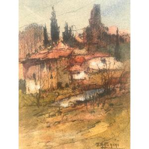 Dante Antonini Basque Painter From Ciboure 1919/1985 Oil On Paper