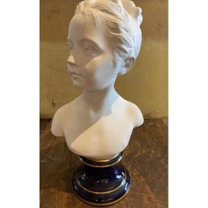 Buste En Biscuit Tharaud Limoges Profil Femme XXe