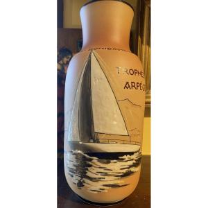 Vase Poterie de Ciboure Trophée Arpege Larraldenia Cup 1991 Yacht Club Basque Angelu Donosti