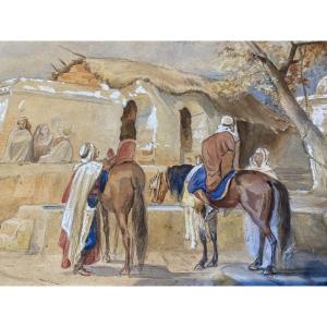 orientaliste gouache Maroc Algérie 1920/30 XXe attribuée Henri Godbarge peintre basque 