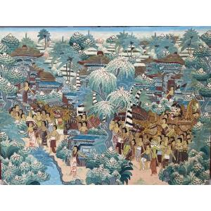 gouache ancienne asiatique indonésienne Asie orientalisme 