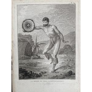Engraving By Benard, 1785, From The Book "james Cook's 3rd Voyage," Depicting A Man From The Isle Of Lille, Sandwich Dancing. 