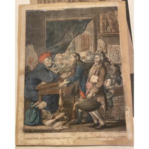 gravure XVIIIe Carington Bowles, N°69 1770–1785Londres a country attorney avocat de la campagne