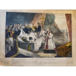 lithographie  XIXe 1840 Turgia Toulouse "ouverture du cercueil De Napoleon Ste Helene